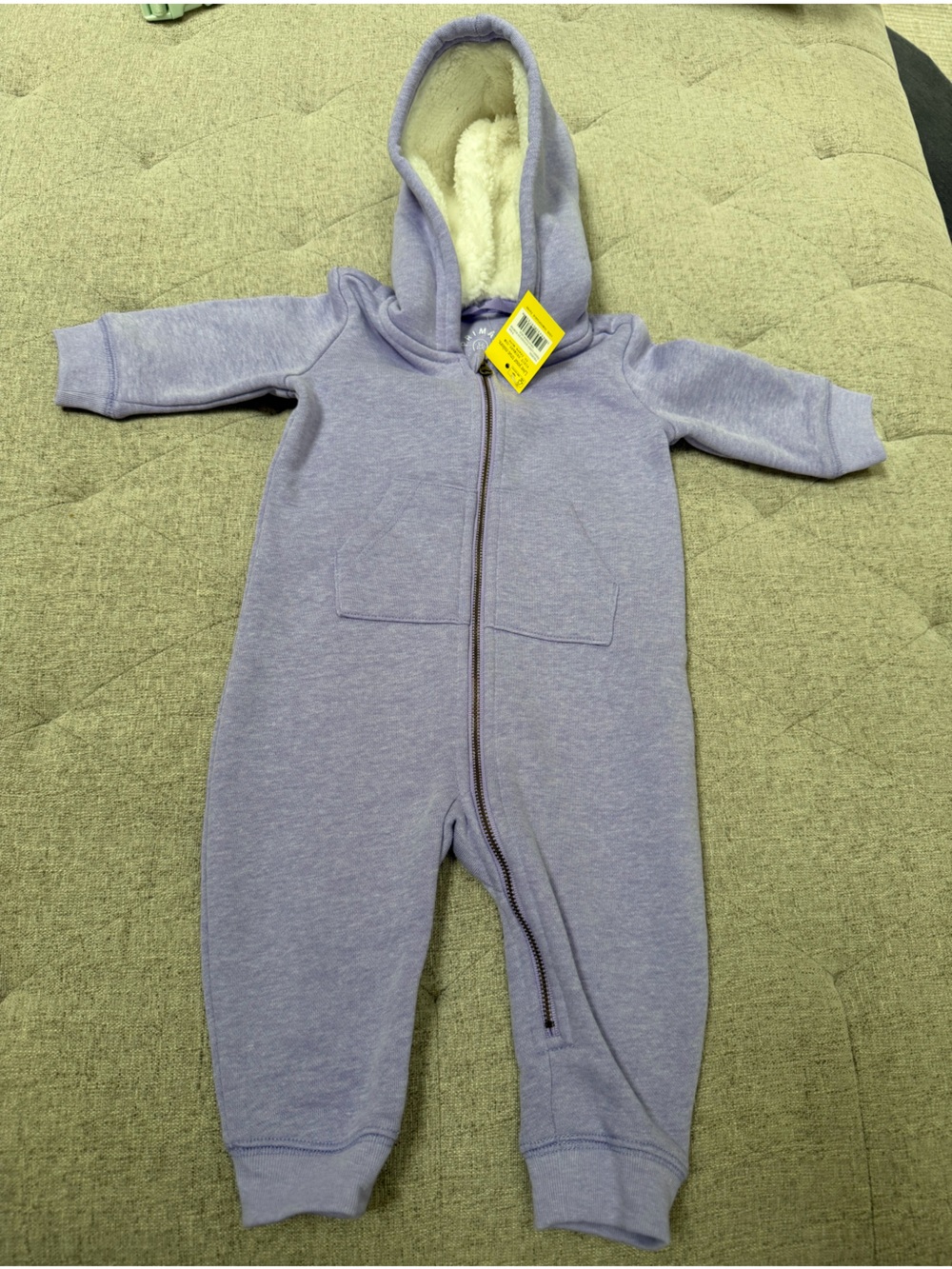 NWT Baby teddy fleece-lined zip romper HEATHER IRIS PURPLE PRIMARY SWEATSHIRT